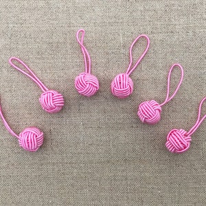 Stitch Markers HiyaHiya Pink Yarn Ball Stitch Markers, Pink Stitch Markers, Large Stitch Markers, Fabric Stitch Markers 6 per Package
