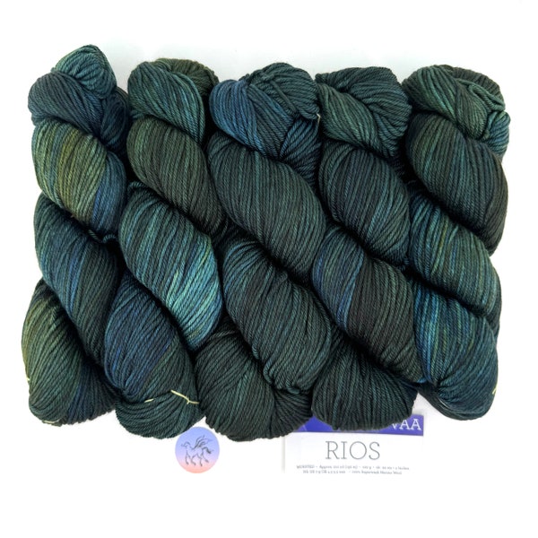 Malabrigo Rios VAA Worsted Weight Merino Yarn Superwash Wool Kettle-Dyed Merino 210Yds 100gm Price per Hank