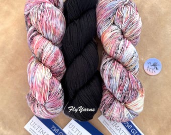 Malabrigo Orienta Shawl Kit: 2-Gloria & 1-Black Kettle-Dyed Sock Yarn April 2026 KAL