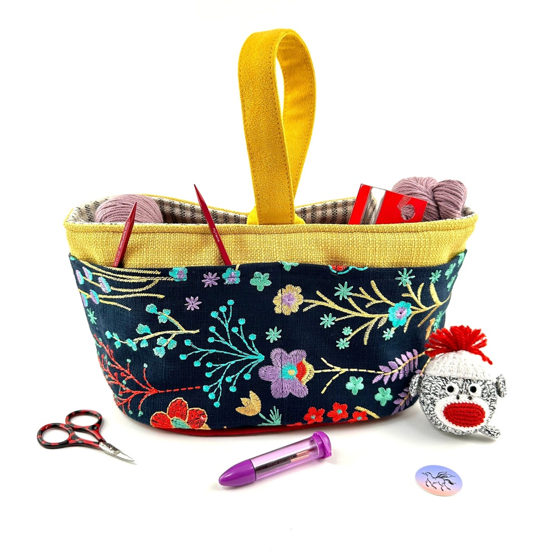 Atenti Short Caddy Posy Print Yarn Caddy Knitting Project Bag Etsy