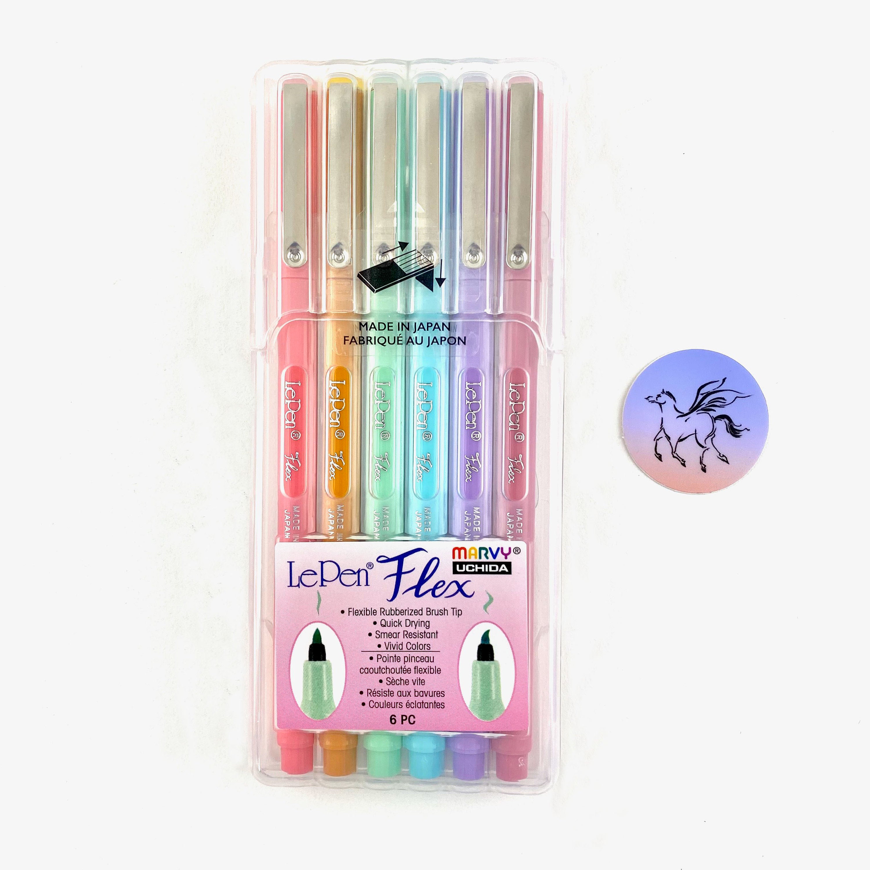 Le Pen Flex Set Pastel Colors 6 Pack Markers Smear Resistant
