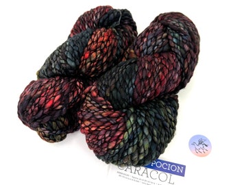 Malabrigo Caracol Pocion 139 Merino Wool Super Bulky Yarn Red-Blue-Green Kettle Dyed Yarn Thick & Thin Kettle Dyed Merino Priced per Hank