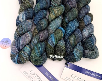 Malabrigo Caprino Wabi Sabi 252 Cashmere Merino DK Yarn Light Worsted Multi Moss Green Blue