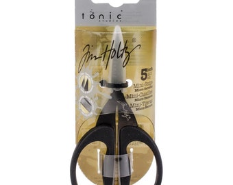 Tim Holtz Non-Stick Titanium Micro Serrated Mini Snips 5"Tim Holtz Scissors 5" Sharp Titanium Coated Blades Soft Grip Rust Resistant Blades