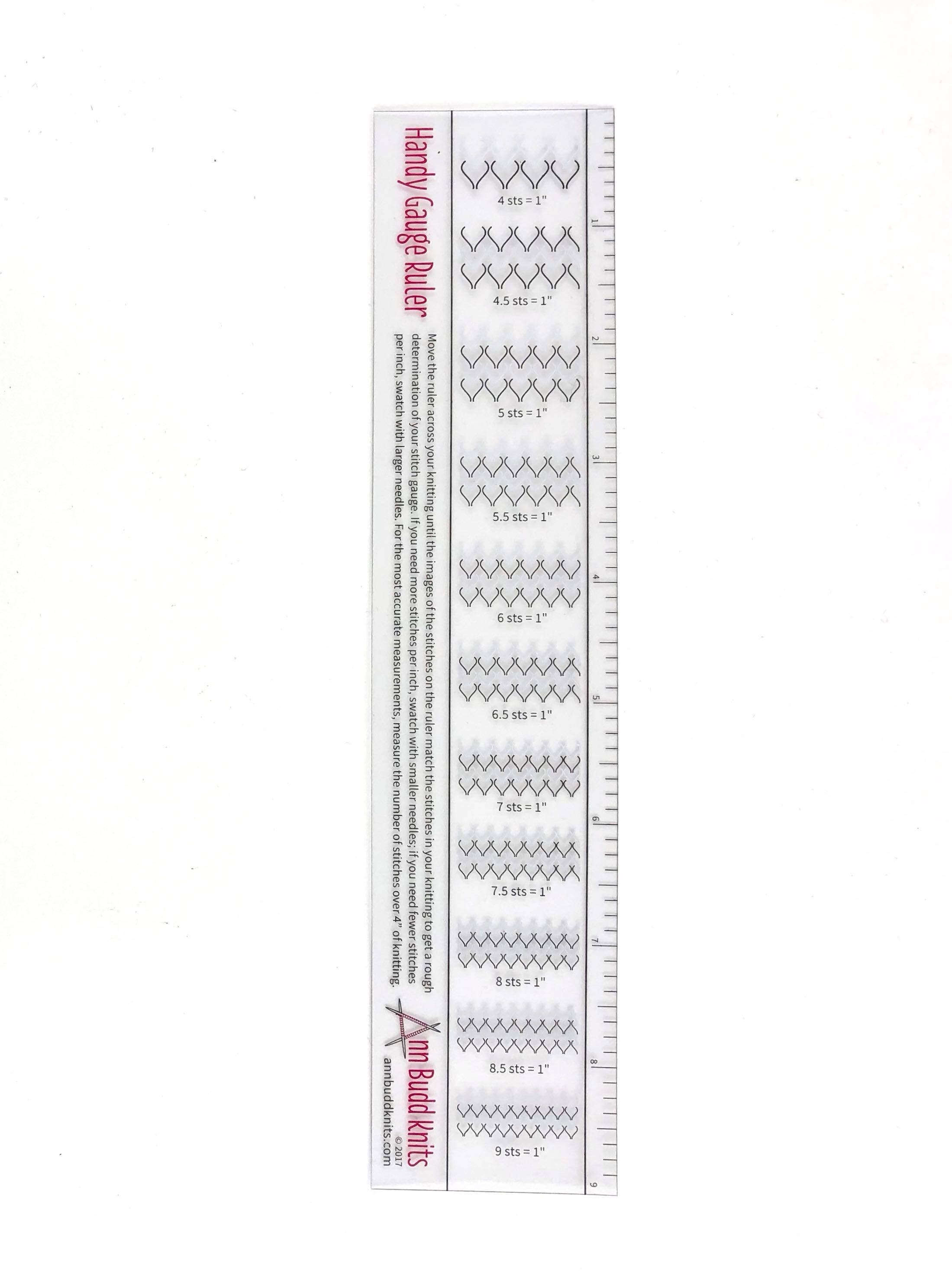 Pony Knitting Needle Gauge Ruler Imperial / Metric / US Sizes 12cm