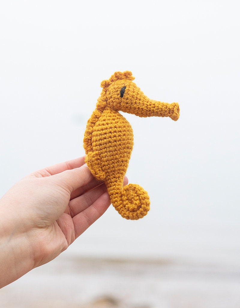 Toft Crochet Kit Blanche the Seahorse Mini DIY Amigurumi DIY Kit Toft Mini  Yellow Seahorse Complete W Crochet Hook Stuffing Yarn Wool Needle 