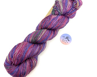 Urth Uneek #1084 Cotton Mercerized Self-Striping Purple Magenta Beige DK Hand-Dyed Yarn 275yds/ 250 M 3.5oz / 100gr per hank priced per hank