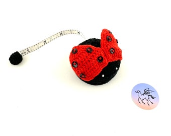 Lady Bug Tape Measure, Lantern Moon Tape Measure, Retractable Tape Measure Crocheted Tape Measure, Knitting Tool, Crochet Tool Sewing Tool