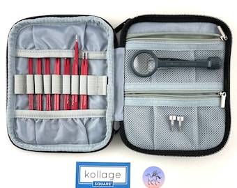 Kollage Square 5.5" Mini Interchangeable RED Needle Set US4-US10 Choose Soft or Firm Cables Set Includes 3 cables 7 Pair of Needle Tips