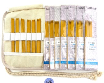 Kollage Gold DPN 6" Full Set 13 Sizes US0-US10 Kollage Set GOLD Limited Edition Original 4 Sided Knitting Needles Free Shipping USA