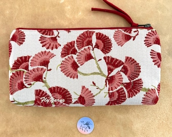 Atenti Charm Tall Tool Pouch: Embroidered Zipper Notions Bag Knitting Needle Case (10" W x 5" H)