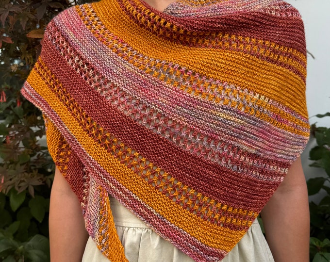 Featured listing image: Malabrigo Dos Tierras Friendship Shawl Kit: Sunset, Paracus, Dried-Orange, DK 210Yds per hank