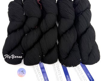 Malabrigo Ultimate-Sock Black Yarn: Superwash 75/25 Merino/Nylon Blend Priced per Hank