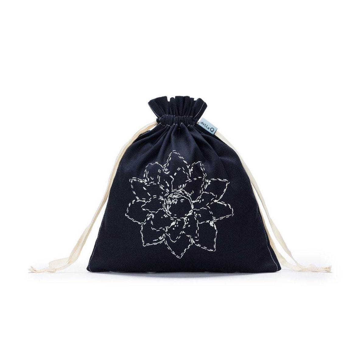 Della Q Small Eden Pouch Linen Beige or Navy Flower Dellaq Etsy