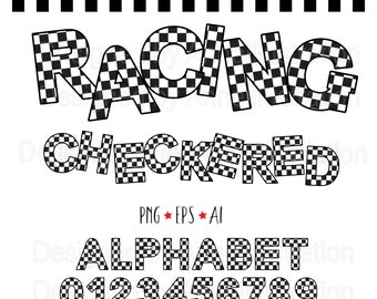 Racing Checkered Alphabet,Road Numbers Letters Clipart,Car Letters,Racing Number Alphabet,Boys,Vector,Instant download Illustration_AP14