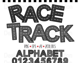 Race Track Alphabet,Road Numbers Letters Clipart,Car Track Letters,Racing Track Alphabet,Boys,Vector,Instant download Illustration_AP13