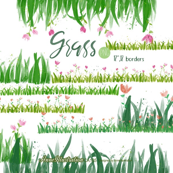 Grass Clipart,Greeny Clipart,Aquarell Gras,Border,Borders,Nature Clipart,Gras Image,Graphic,Instant download Illustration_CA105