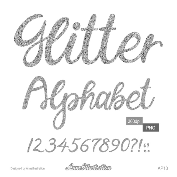 Silver Glitter Font Etsy