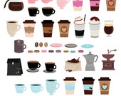 Coffee Clipart,Beans Clipart,Coffee Mugs Clipart,Coffee Grinder Clipart,Vector,Instant download Illustration_CA38