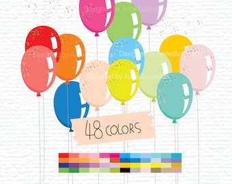 Balloons Clipart,Party Balloons Clipart,Birthday Clipart,Celebration Clipart,Balloon Image,Graphic,Vector,Instant download Illustration_CA53