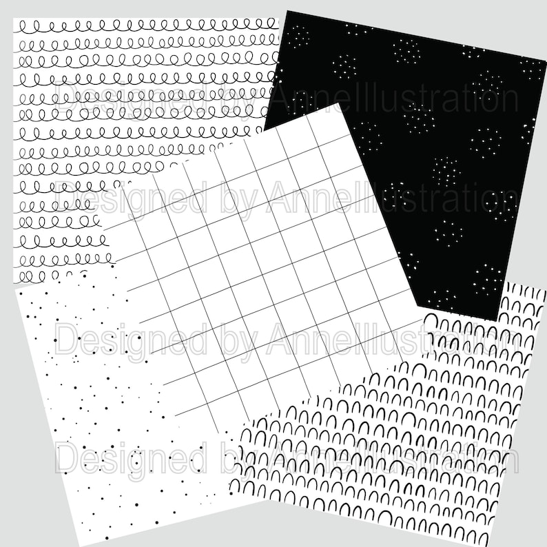 Black & White Doodle Digital Paper(not in Seamless)pattern,basic ...