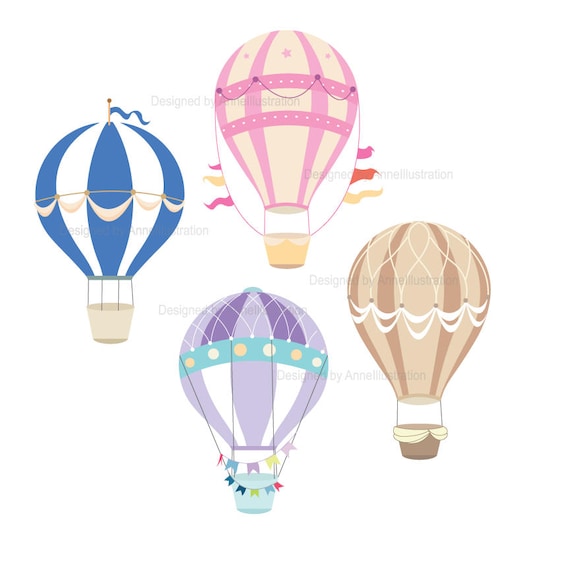 Luftballon Clipart Heissluftballon Clipart Party Clipart Etsy