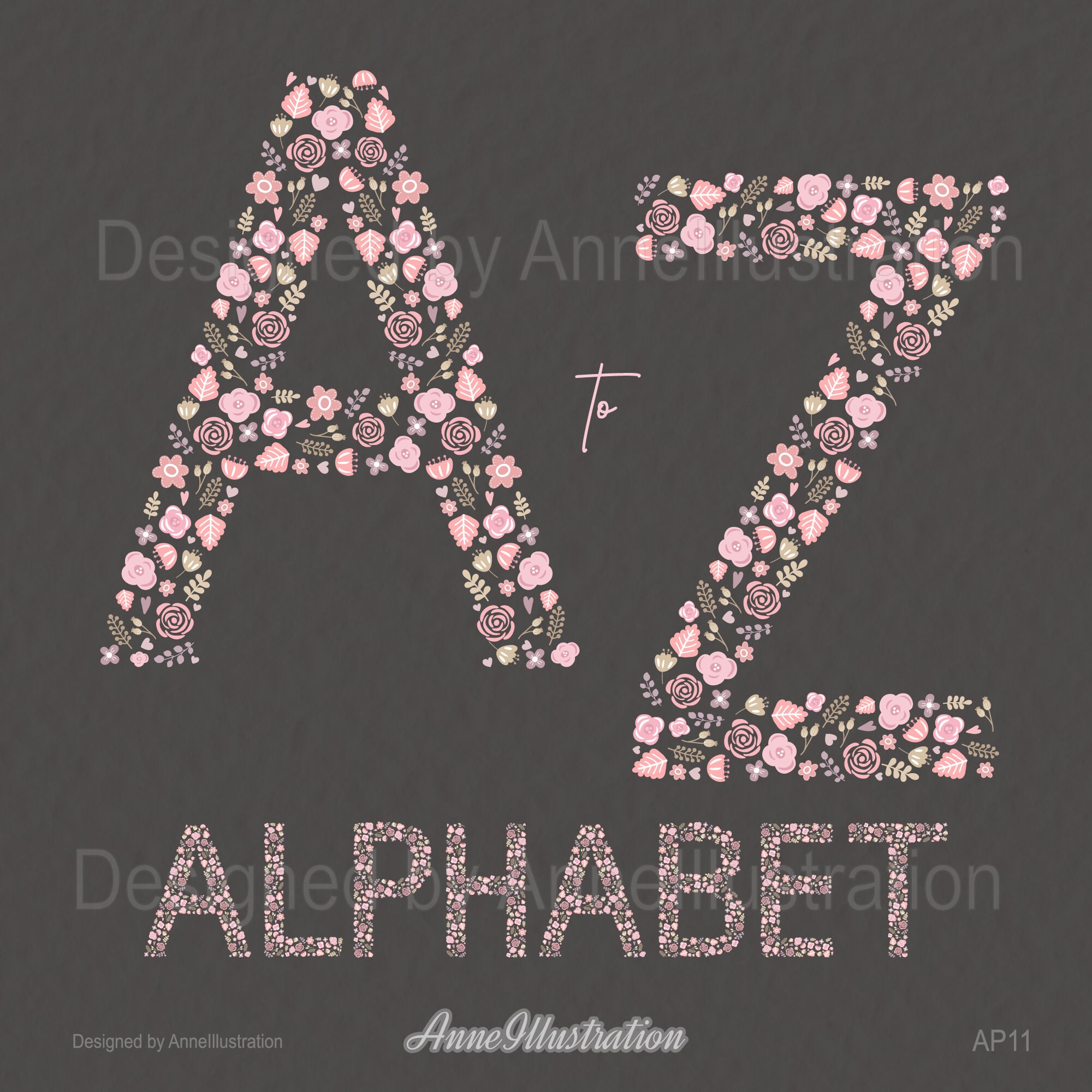 Floral Alphabet Clipart,letters,pink,wedding Clipart,floral Monogram ...