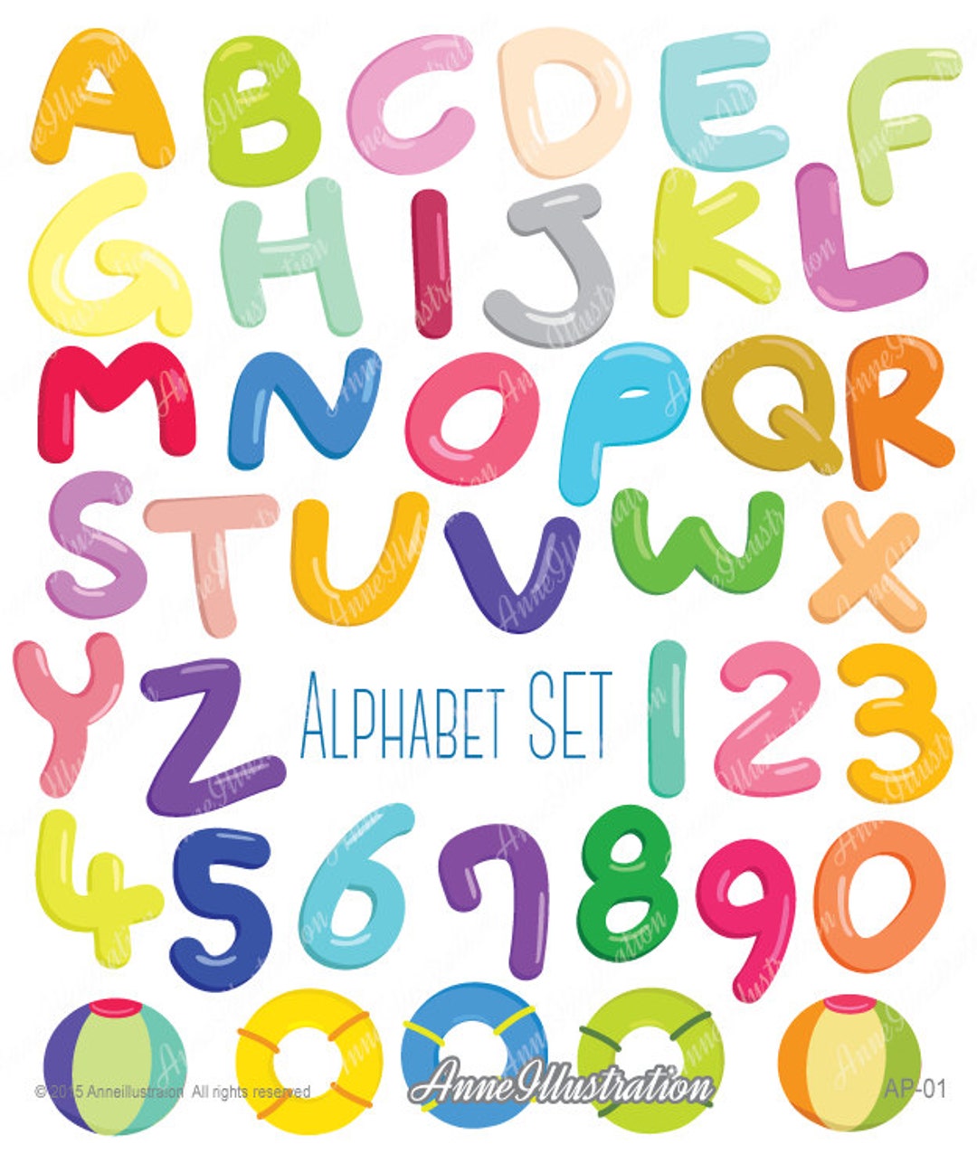 Alphabet Clipart, Letters Clipart, Bubble Alphabet, Digital Clipart