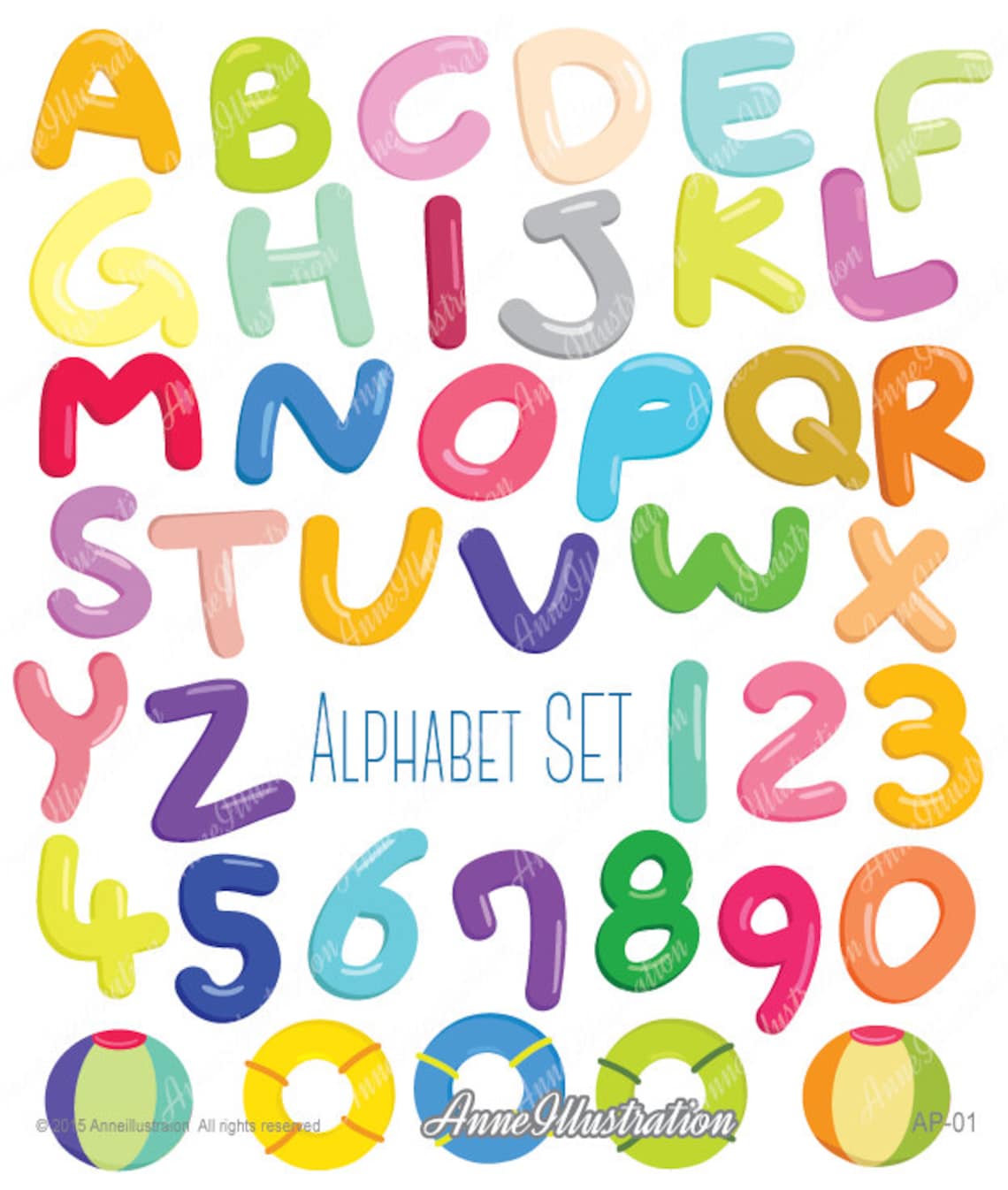 Alphabet Clipart, Letters Clipart, Bubble Alphabet, Digital Clipart ...