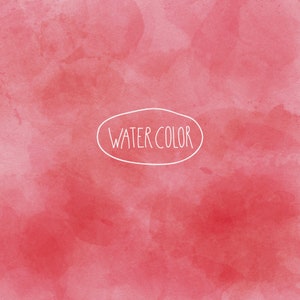 Op de afbeelding: Een rode waterverf achtergrond met de tekst "WATER COLOR" in wit in een cirkel.