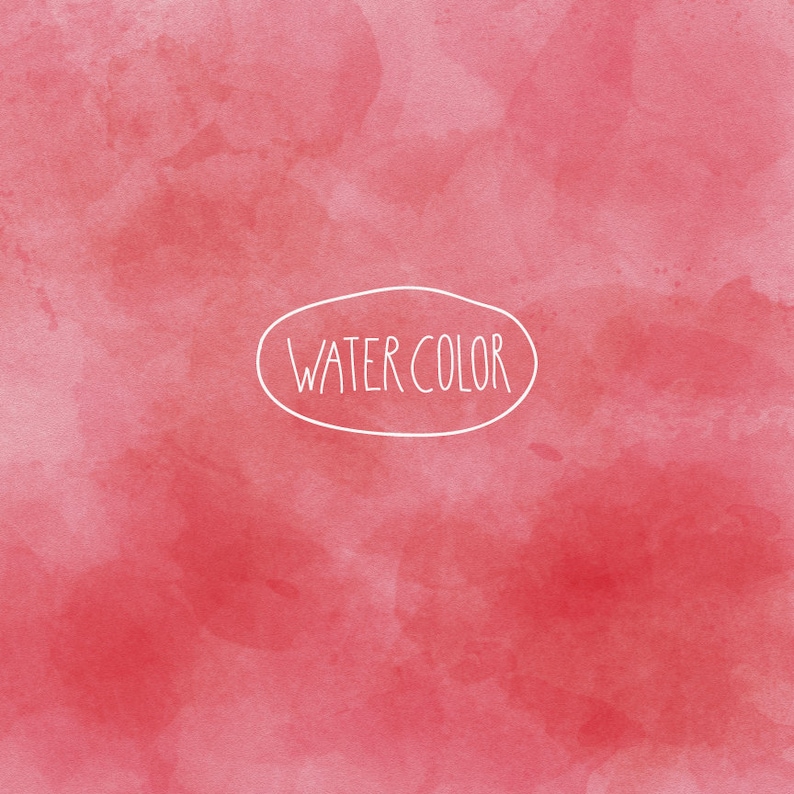 Op de afbeelding: Een rode waterverf achtergrond met de tekst "WATER COLOR" in wit in een cirkel.