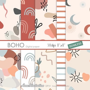 Abstract Boho(Seamless)Digital Paper,Doodle Boho,Simple Boho,Print,Pattern,Scrapbooking,Background,Instant download Illustration_DP31