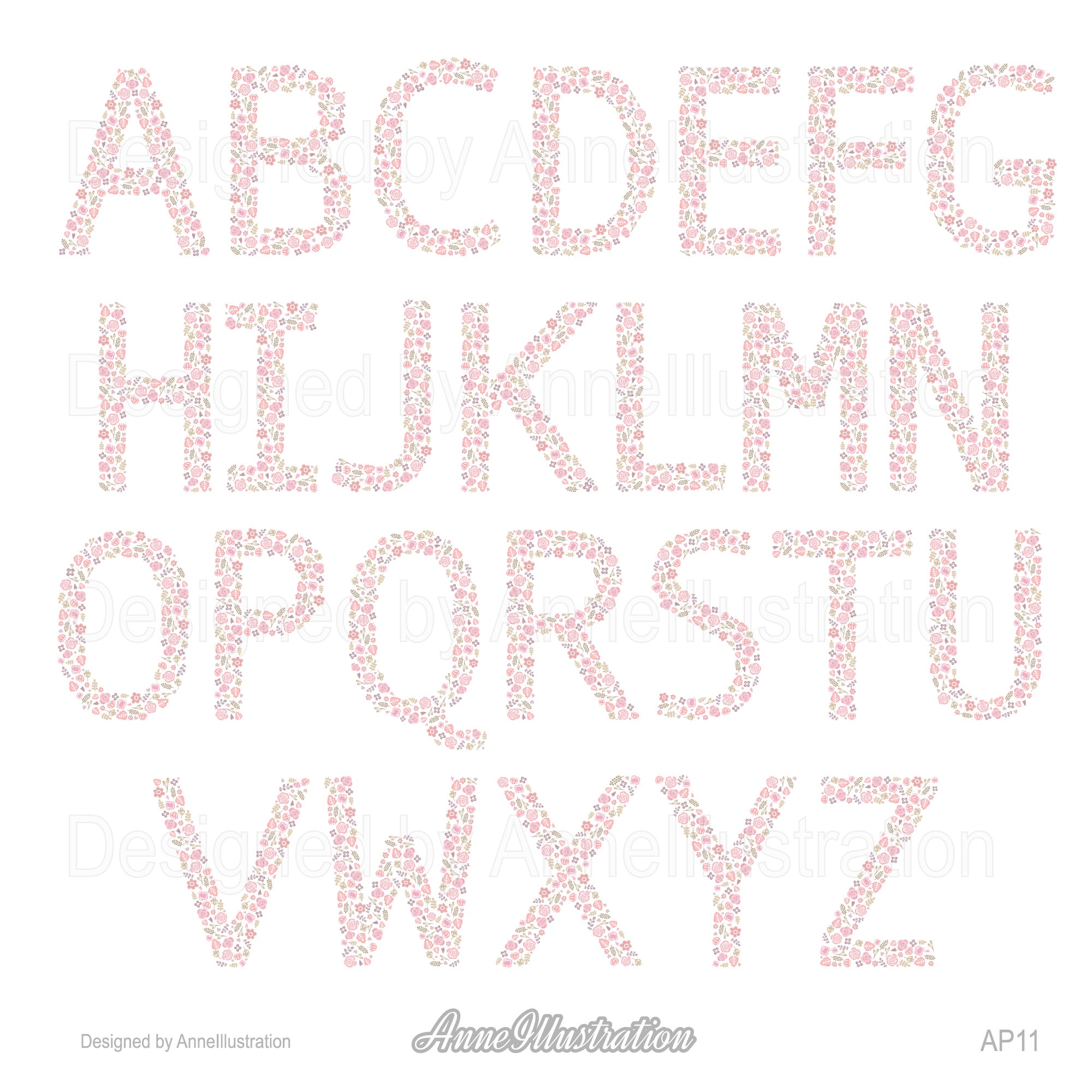 Floral Alphabet Clipart,letters,pink,wedding Clipart,floral Monogram ...