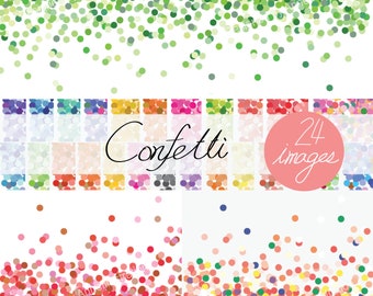 Confetti Digital Clipart, Confetti Border, Invitation Clipart, Clipart Party, Vector, Téléchargement instantané Illustration_F11