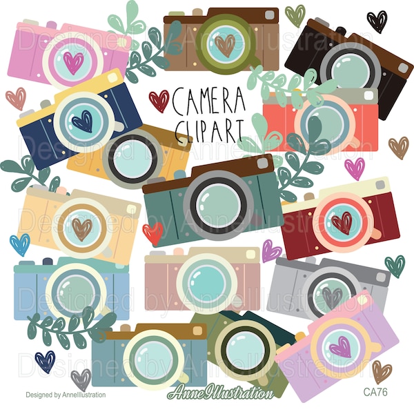 Camera clipart,Retro camera clipart,photography,Graphic,Vector,Instant download Illustration_CA76