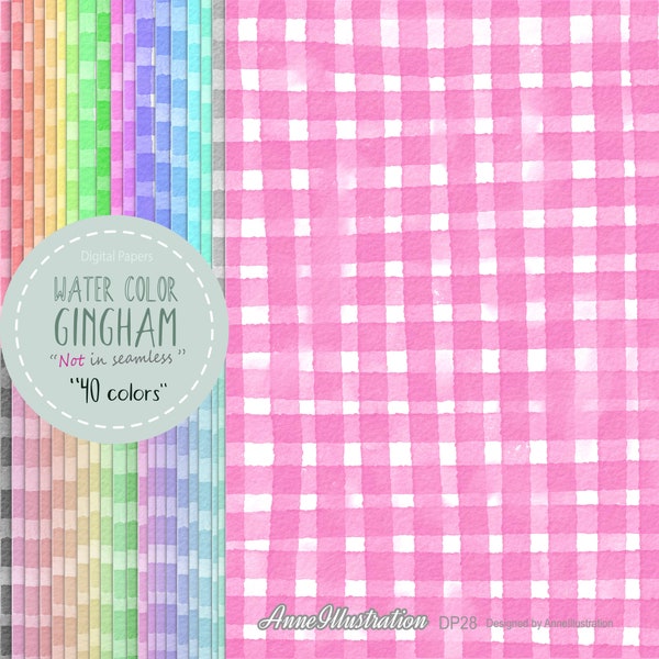 Watercolor gingham(Not in Seamless)digital paper,check pattern,Pastel,Simple,Plaid digital paper,Instant download Illustration_DP28