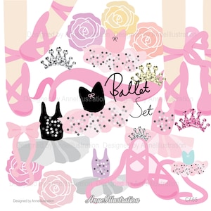 Ballet clipart,ballerina clipart,shoes,ballet school,dance class,crown,dancer,dress,tutu,Instant download Illustration_CA65