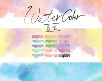 Watercolor background clipart,Watercolor border,Watercolor shape,Brush,Watercolor banner,PNG,Instant download Illustration_ CA83
