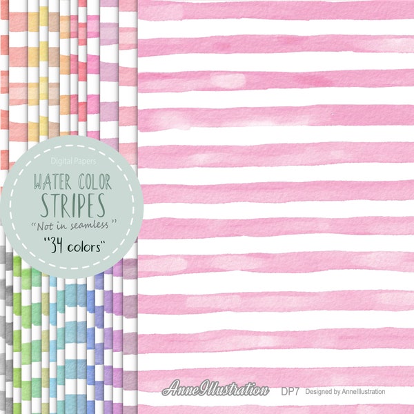 Watercolor stripes(Not in Seamless)digital paper,Basic digital paper,Simple,Stripes digital paper,Instant download Illustration_DP7
