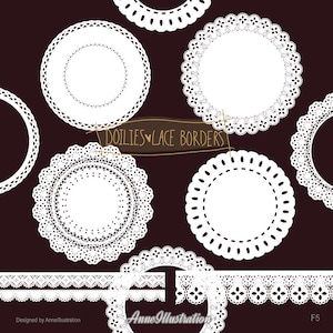 Lace doilies Clipart,Lace doliy Clipart,Doily frames Clipart,Lace borders Clipart,Instant download Illustration_F5
