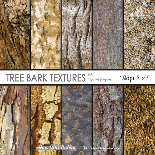 Tree Bark Texture Digital Paper(Not in Seamless)Backgrounds,Textures,Scrapbook Paper,Print,art,Nature,Wood,Instant download Illustration_T4