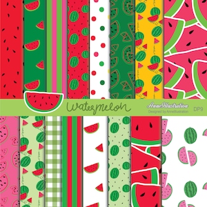 Watermelon digital paper(Not in Seamless),Summer,Fruit digital paper,Instant download Illustration_DP9