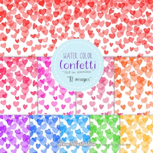 Heart Confetti Clipart,Confetti Border,Love,Valentines day,PNG,Photo Overlay,Invitation,Party ,Watercolor,Instant download Illustration_F22