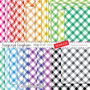 Gingham check papers(Seamless),Diagonal,Plaid Buffalo,Tileable,straight gingham,background,Pattern,Instant download Illustration_DP39