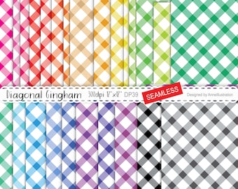 Gingham check papers(Seamless),Diagonal,Plaid Buffalo,Tileable,straight gingham,background,Pattern,Instant download Illustration_DP39