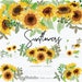 Watercolor Sunflowers Clipart,Floral,Frame,Blush,Bouquets,Wedding,Flowers,Leaves,Graphic,PNG,Instant download Illustration_CA99