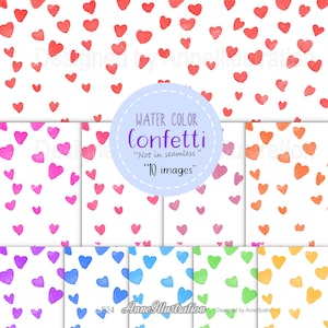 Heart Confetti Clipart,Confetti Border,Love,Valentines day,PNG,Photo Overlay,Invitation,Party ,Watercolor,Instant download Illustration_F24