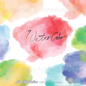 Aquarel clipart, aquarel rand, aquarel cirkel, penseelstreek, aquarel banner, png, instant download illustratie_ CA82