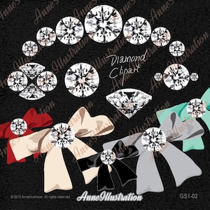 Ribbon Clipart, Gemstone Clipart, Diamond Clipart, Jewel Clipart, Vector, Instant download_GS1-02