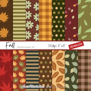 Herbst Digital Papers (Seamless),Ernte,Herbst,Blätter,Danksagung,Hintergrund,Muster,Hintergrundbild,Instant download Illustration_DP40